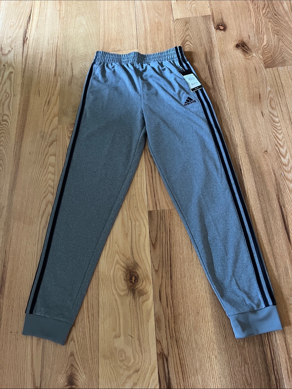 adidas Heather Gray Joggers with Navy Side Stripes